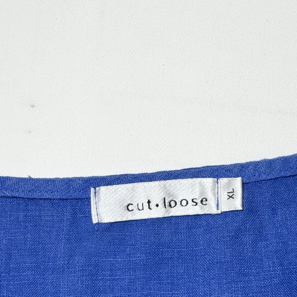 Cut Loose 100% Linen Dress Tunic XL Blue Coastal Lagenlook Casual Popover Shift - Picture 4 of 9